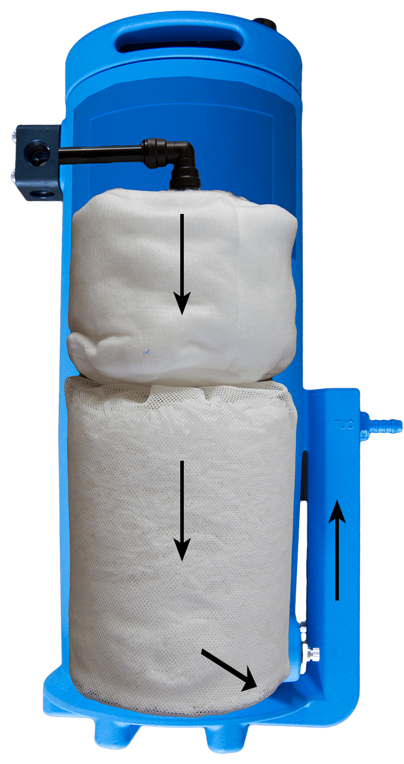 Cutaway view of STELSEP oil/water separator showing internal filter media